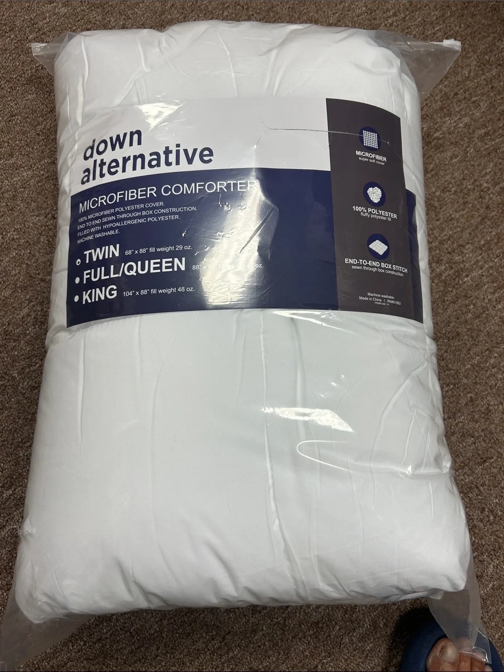 Alternative White Comforter with Navy Label